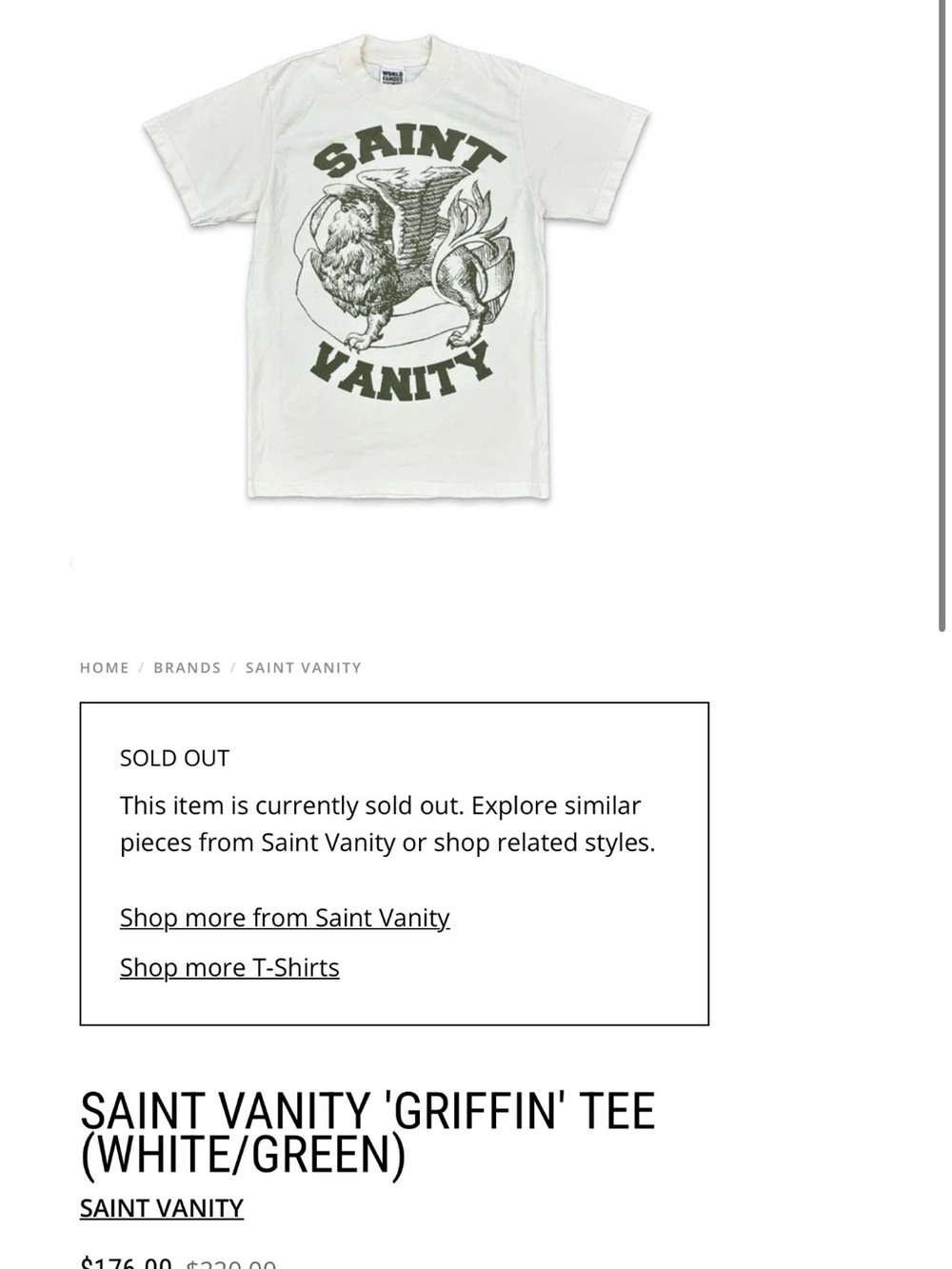 SAINT VANITY 'GRIFFIN' TEE (WHITE/GREEN)